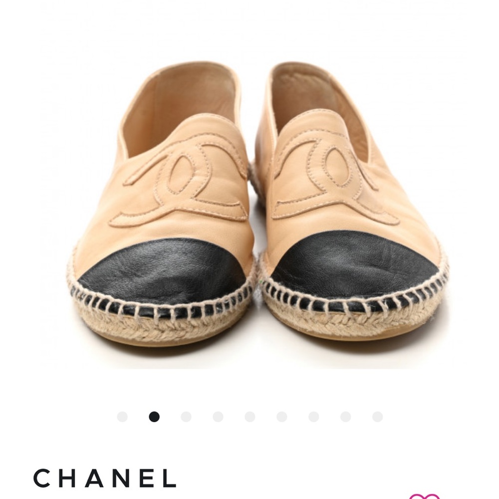 CHANEL
Lambskin CC Espadrilles 38 Beige Black